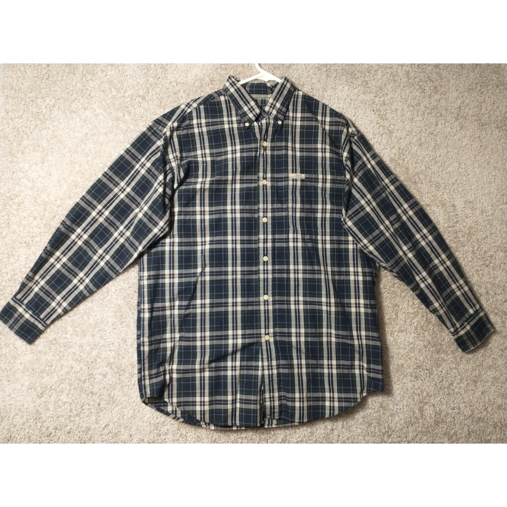 Chaps Ralph Lauren Shirt Men's Medium Black Button Down Long Sleeve Plaid Adult